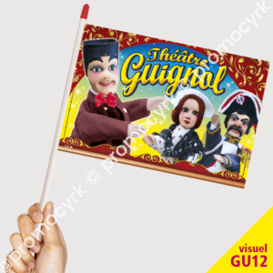 drapeaux recto verso en plastique resistant pour un spectacle guignol