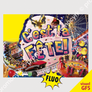 affiches fluo 8m2 special fete foraine avec un emplacement pour personnaliser la date de la fete