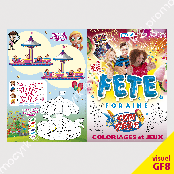 depliants 4 pages special fete foraine avec des coloriages et des jeux