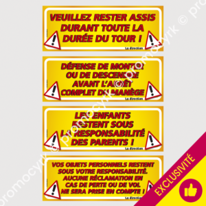 lot de 4 petits panneaux pour afficher les regles sur les maneges