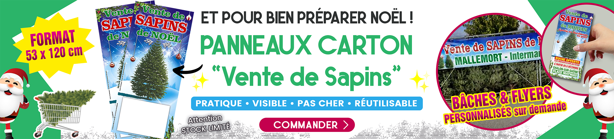 panneaux carton pour les ventes de sapins de noel