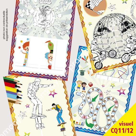 coloriage avec des jeux et des clowns pour le cirque