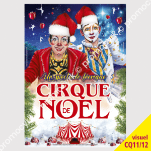 poster de clowns pour un spectacle de cirque de noel pour comite dentreprise ou arbres de noel