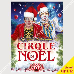 affiche avec des clowns pour un spectacle de cirque pour noel