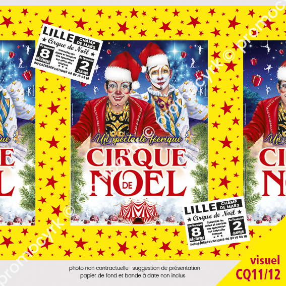 affiches de cirque pour un spectacle de noel affichees avec des bandes a dates