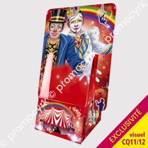 boite distributrice flyers de cirque avec des jolis clowns