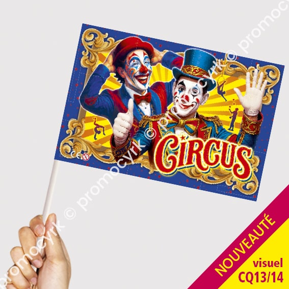 CSTD0253 drapeaux cirque en tissu avec joli clown standard CQ13 14 shop.promocyrk 1 joli drapeau en tissu pour les cirques